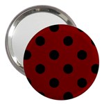 Polka Dots - Black on Maroon Red 3  Handbag Mirror