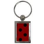 Polka Dots - Black on Maroon Red Key Chain (Rectangle)