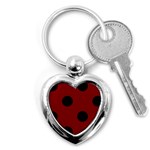 Polka Dots - Black on Maroon Red Key Chain (Heart)