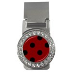 Polka Dots - Black on Maroon Red Money Clip (CZ)