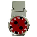 Polka Dots - Black on Maroon Red Money Clip Watch