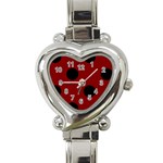 Polka Dots - Black on Maroon Red Heart Italian Charm Watch