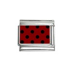 Polka Dots - Black on Maroon Red Italian Charm (9mm)