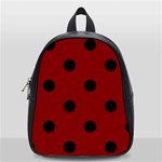 Polka Dots - Black on Maroon Red School Bag (Small)