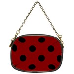 Polka Dots - Black on Maroon Red Chain Purse (Two Sides)