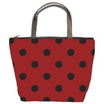 Polka Dots - Black on Maroon Red Bucket Bag