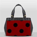 Polka Dots - Black on Maroon Red Classic Oversize Office Handbag (Two Sides)