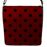 Polka Dots - Black on Maroon Red Flap Closure Messenger Bag (S)