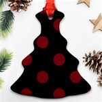 Polka Dots - Burgundy Red on Black Ornament (Christmas Tree)