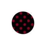 Polka Dots - Burgundy Red on Black Golf Ball Marker