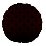 Polka Dots - Black on Bulgarian Rose Red Large 18  Premium Flano Round Cushion