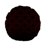 Polka Dots - Black on Bulgarian Rose Red Standard 15  Premium Round Cushion