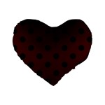 Polka Dots - Black on Bulgarian Rose Red Standard 16  Premium Heart Shape Cushion