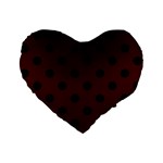 Polka Dots - Black on Bulgarian Rose Red Standard 16  Premium Flano Heart Shape Cushion