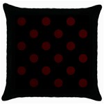 Polka Dots - Bulgarian Rose Red on Black Throw Pillow Case (Black)