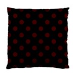 Polka Dots - Bulgarian Rose Red on Black Standard Cushion Case (Two Sides)