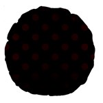 Polka Dots - Bulgarian Rose Red on Black Large 18  Premium Round Cushion