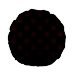 Polka Dots - Bulgarian Rose Red on Black Standard 15  Premium Round Cushion