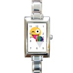 glitter wink emoji  Rectangle Italian Charm Watch