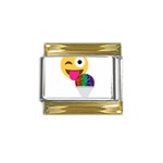 glitter wink emoji  Gold Trim Italian Charm (9mm)