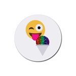 glitter wink emoji  Rubber Coaster (Round)