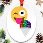 glitter wink emoji  Oval Ornament (Two Sides)