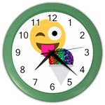 glitter wink emoji  Color Wall Clock