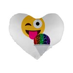 glitter wink emoji  Standard 16  Premium Heart Shape Cushion 