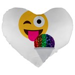 glitter wink emoji  Large 19  Premium Heart Shape Cushion