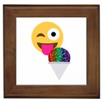 glitter wink emoji  Framed Tile