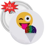 glitter wink emoji  3  Button (10 pack)