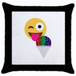 glitter wink emoji  Throw Pillow Case (Black)