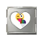 glitter wink emoji  Mega Link Heart Italian Charm (18mm)