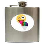 glitter wink emoji  Hip Flask (6 oz)