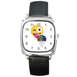 glitter wink emoji  Square Metal Watch