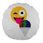 glitter wink emoji  Large 18  Premium Round Cushion 