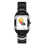 glitter wink emoji  Stainless Steel Barrel Watch