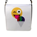 glitter wink emoji  Flap Closure Messenger Bag (L)