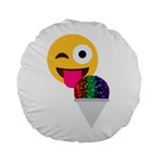 glitter wink emoji  Standard 15  Premium Flano Round Cushion 