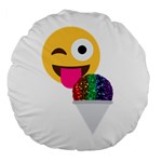 glitter wink emoji  Large 18  Premium Flano Round Cushion 