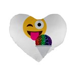 glitter wink emoji  Standard 16  Premium Flano Heart Shape Cushion 