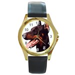 Strong and Brave Round Gold Metal Watch
