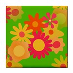 Groovy Mod Floral Tile Coaster