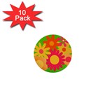 Groovy Mod Floral 1  Mini Button (10 pack) 