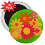 Groovy Mod Floral 3  Magnet (10 pack)