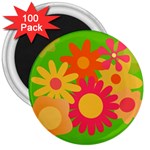 Groovy Mod Floral 3  Magnet (100 pack)