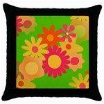 Groovy Mod Floral Throw Pillow Case (Black)