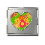 Groovy Mod Floral Mega Link Heart Italian Charm (18mm)