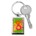 Groovy Mod Floral Key Chain (Rectangle)