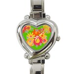 Groovy Mod Floral Heart Italian Charm Watch